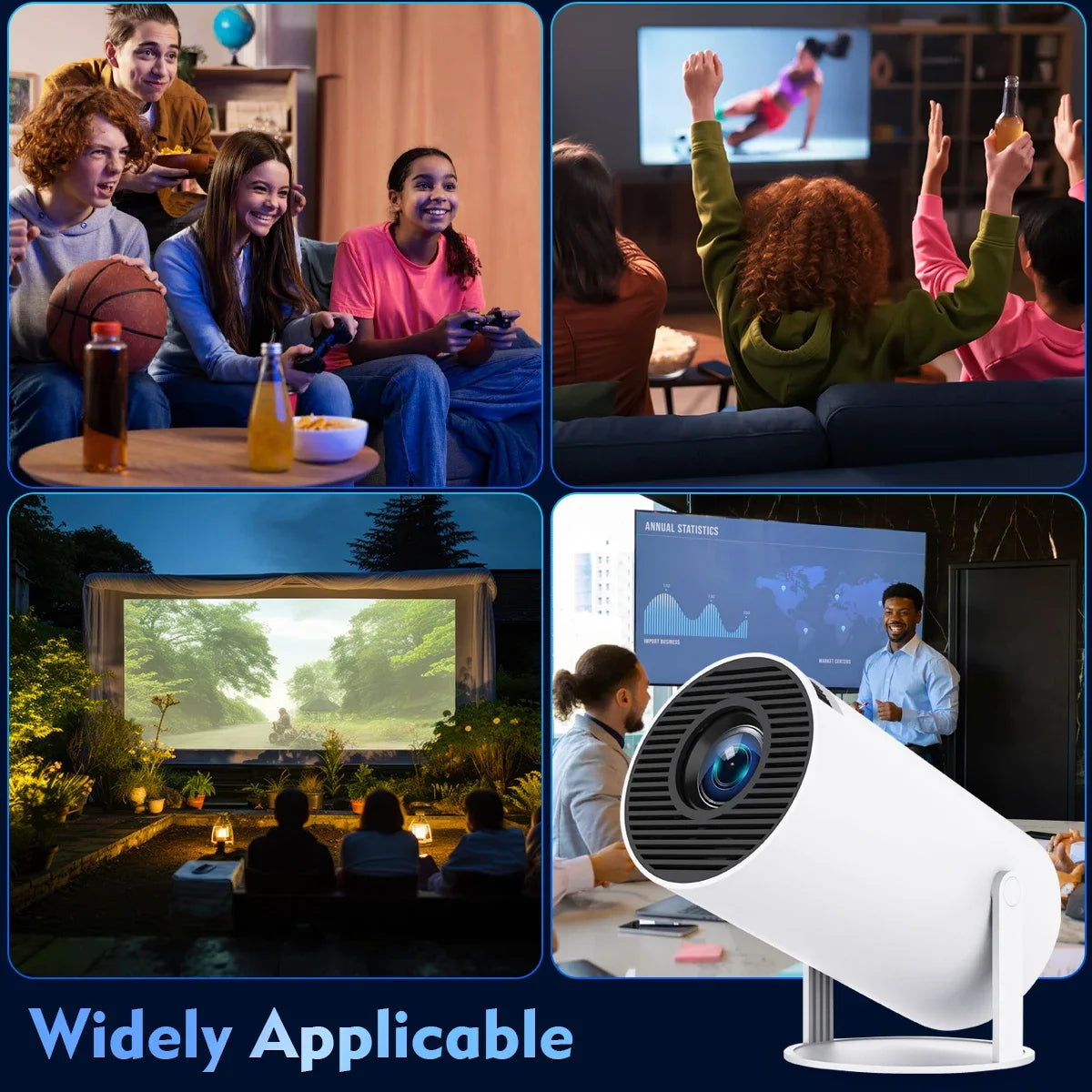 Portable 4K UHD Projector, 180° Rotatable WIFI6 Bluetooth5.0 Projector, Multifunctional Projector for Home Theater, Outdoor, Presentations