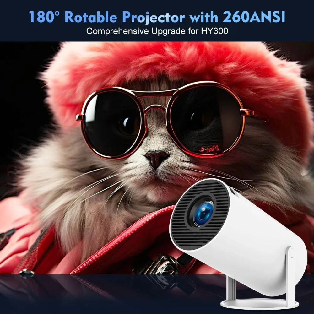 Portable 4K UHD Projector, 180° Rotatable WIFI6 Bluetooth5.0 Projector, Multifunctional Projector for Home Theater, Outdoor, Presentations