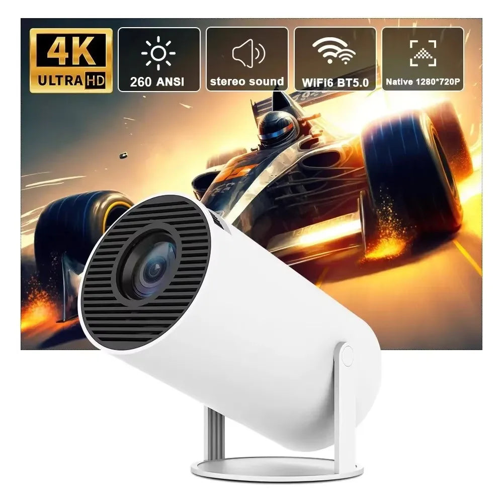 Portable 4K UHD Projector, 180° Rotatable WIFI6 Bluetooth5.0 Projector, Multifunctional Projector for Home Theater, Outdoor, Presentations