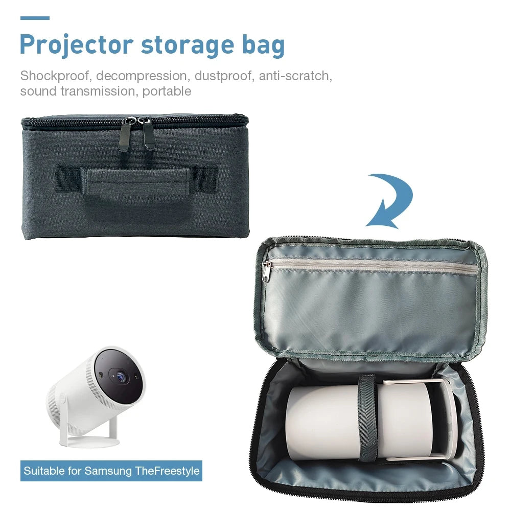 Portable Projector Carrying Case, Shockproof & Dustproof Bag for Samsung The Freestyle, with Zipper & PU Handle